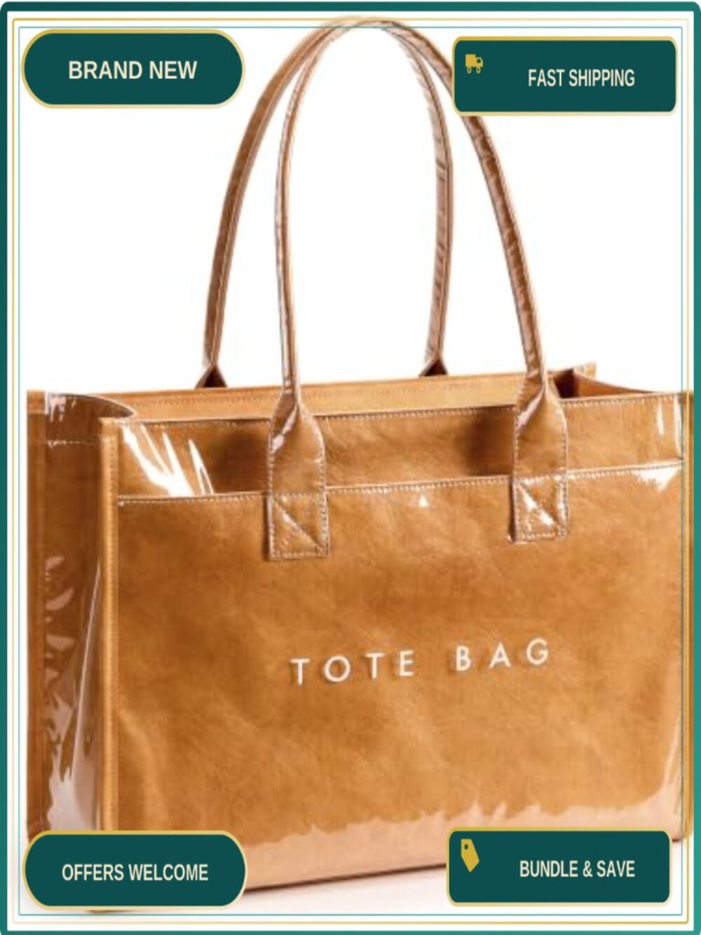 KALIDI PVC Tote Bag Large Capacity Laptop Shoulder Handbag